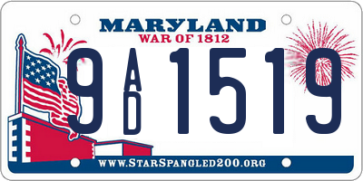 MD license plate 9AD1519