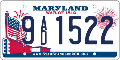 MD license plate 9AD1522
