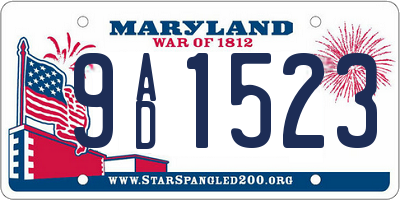 MD license plate 9AD1523