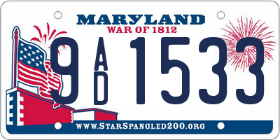 MD license plate 9AD1533