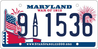 MD license plate 9AD1536