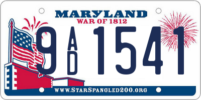 MD license plate 9AD1541