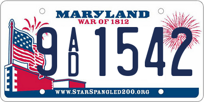 MD license plate 9AD1542