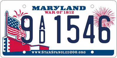 MD license plate 9AD1546