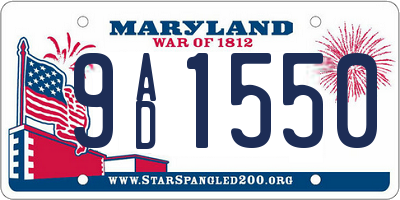 MD license plate 9AD1550