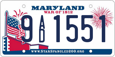 MD license plate 9AD1551