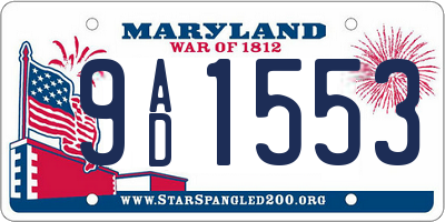 MD license plate 9AD1553