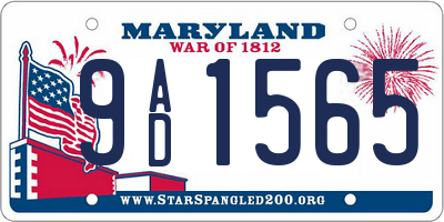 MD license plate 9AD1565