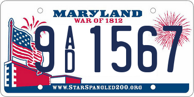 MD license plate 9AD1567
