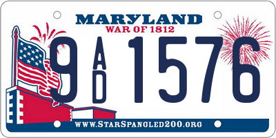 MD license plate 9AD1576