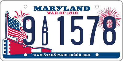 MD license plate 9AD1578