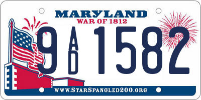 MD license plate 9AD1582