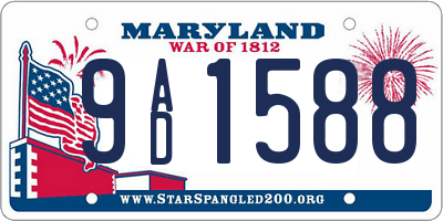 MD license plate 9AD1588