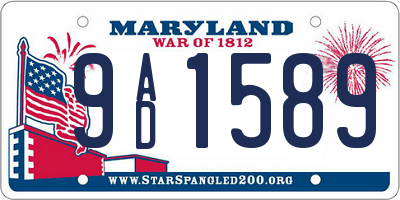 MD license plate 9AD1589
