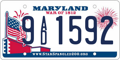 MD license plate 9AD1592