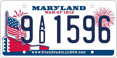 MD license plate 9AD1596