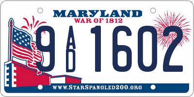 MD license plate 9AD1602