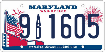 MD license plate 9AD1605
