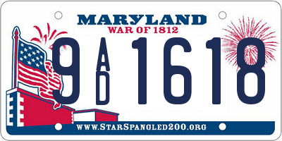 MD license plate 9AD1618