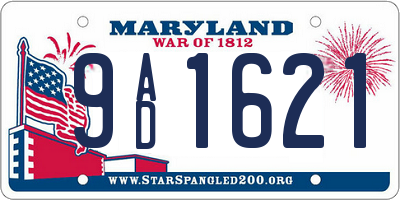 MD license plate 9AD1621