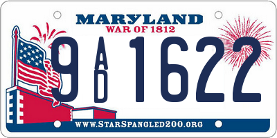 MD license plate 9AD1622