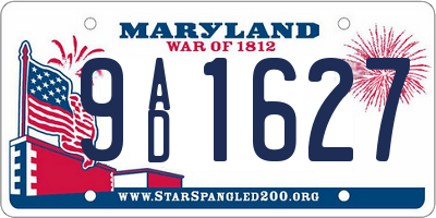 MD license plate 9AD1627