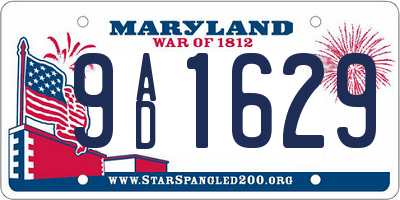 MD license plate 9AD1629