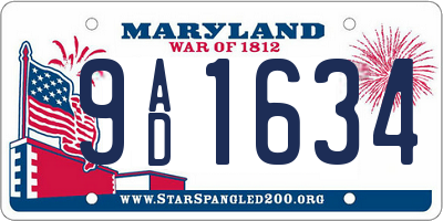 MD license plate 9AD1634