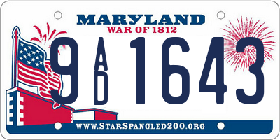 MD license plate 9AD1643
