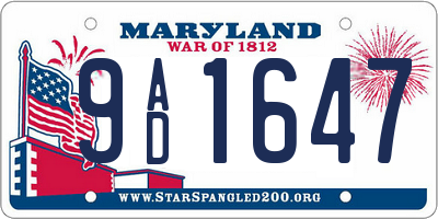MD license plate 9AD1647