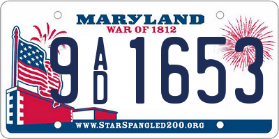 MD license plate 9AD1653