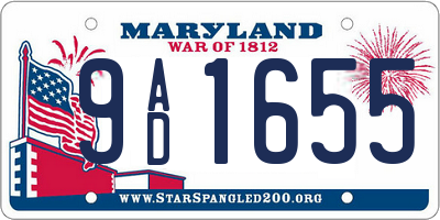 MD license plate 9AD1655