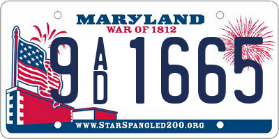 MD license plate 9AD1665