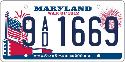 MD license plate 9AD1669