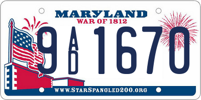 MD license plate 9AD1670