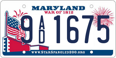 MD license plate 9AD1675