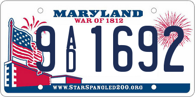 MD license plate 9AD1692