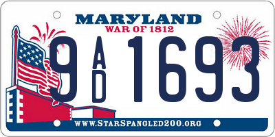 MD license plate 9AD1693