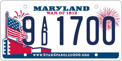 MD license plate 9AD1700