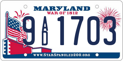 MD license plate 9AD1703