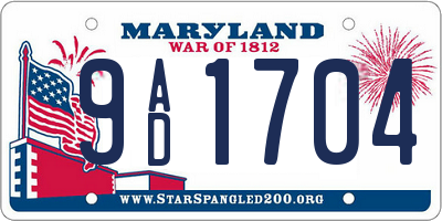 MD license plate 9AD1704