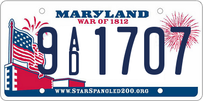 MD license plate 9AD1707
