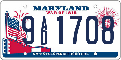MD license plate 9AD1708