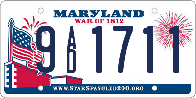 MD license plate 9AD1711