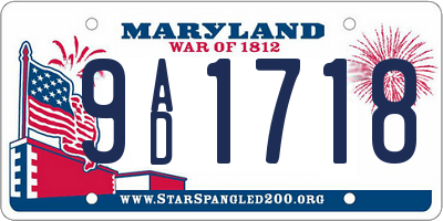 MD license plate 9AD1718