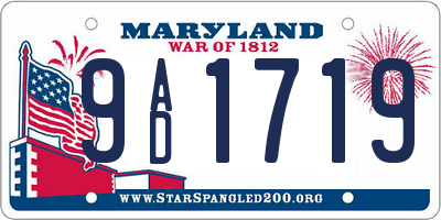 MD license plate 9AD1719