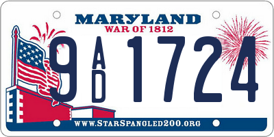 MD license plate 9AD1724