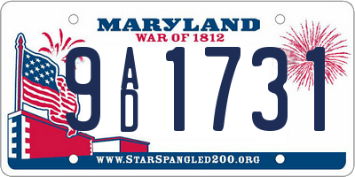 MD license plate 9AD1731