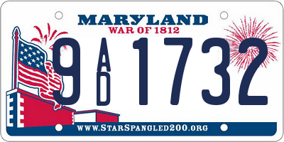 MD license plate 9AD1732