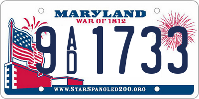 MD license plate 9AD1733
